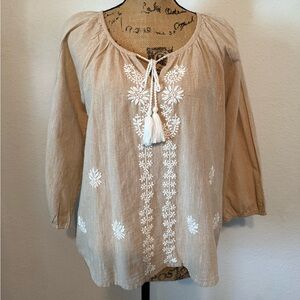 World Market Light Tan Boho Top small/medium